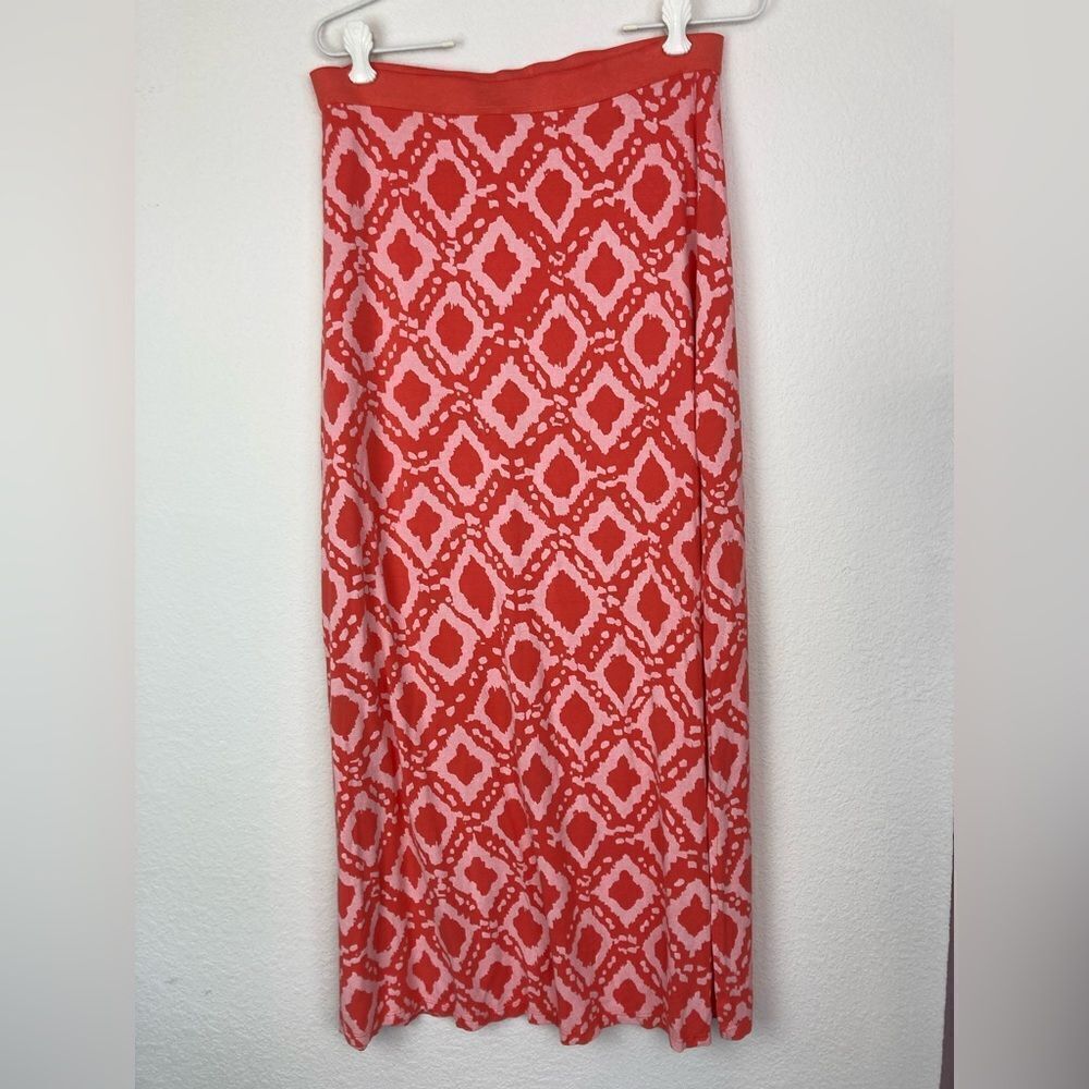 Fresh Produce Maxi Boho tropical skirt w/ high side slit, elastic waist made USA